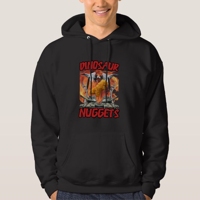 Funny Dinosaur Chicken Nugget Bootleg Hardcore Fla Hoodie (Framsida)