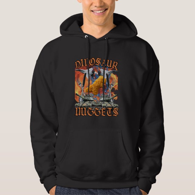 Funny Dinosaur Chicken Nugget Bootleg Hardcore Fla Hoodie (Framsida)
