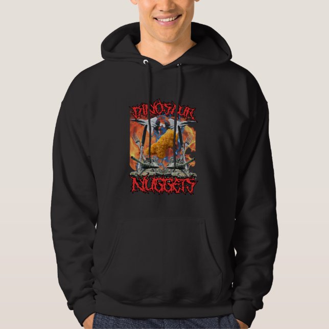 Funny Dinosaur Chicken Nugget Bootleg Hardcore Fla Hoodie (Framsida)