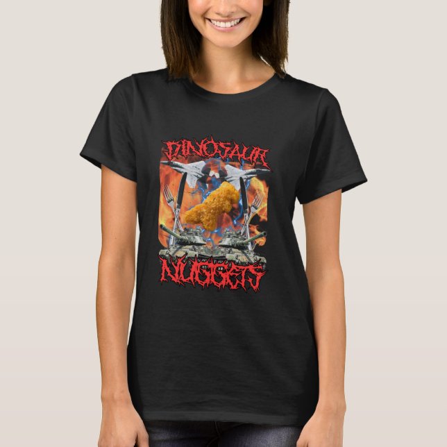 Funny Dinosaur Chicken Nugget Bootleg Hardcore Fla T Shirt (Framsida)