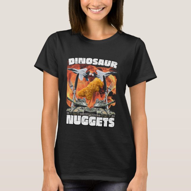 Funny Dinosaur Chicken Nugget Bootleg Hardcore Fla T Shirt (Framsida)