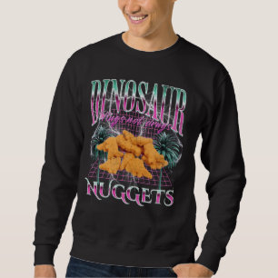 Funny Dinosaur Chicken Nugget Meme Bootleg 90s Str Lång Ärmad Tröja