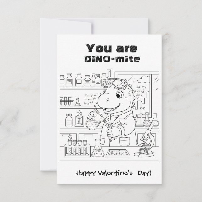 funny Dinosaur Coloring Maze Classroom Valentine  Tack Kort (Framsida)