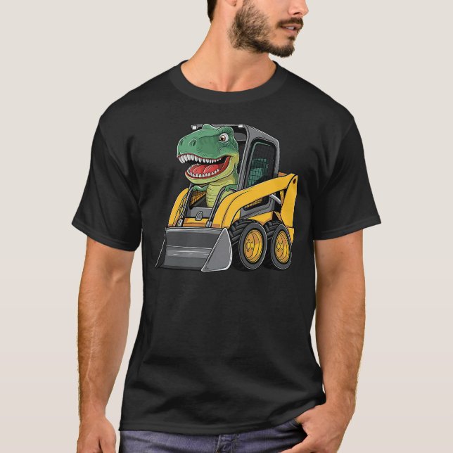 Funny Dinosaur Construction Truck Excavator Kids B T Shirt (Framsida)