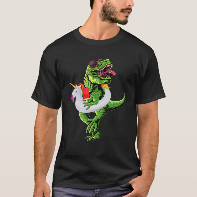 Funny Dinosaur Cute Unicorn Flyter Summer Party Gi T Shirt (Framsida)
