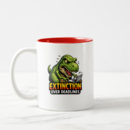 Funny Dinosaur Deadline Coffee Mug Två-Tonad Mugg