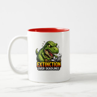 Funny Dinosaur Deadline Coffee Mug Två-Tonad Mugg
