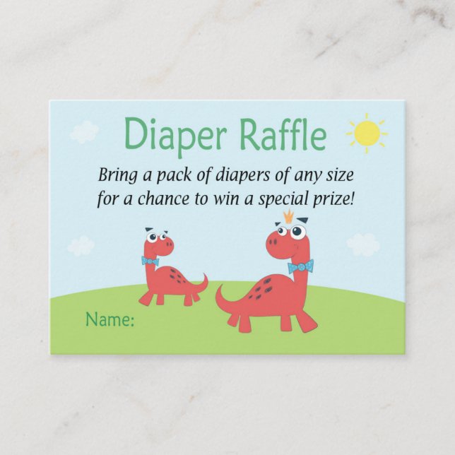 Funny Dinosaur Diaper Raffle Biljett (Framsida)