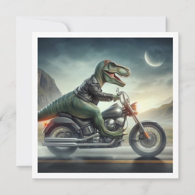 Funny Dinosaur, Dinosaur på motorcykeldagen Inbjudningar (Framsida)