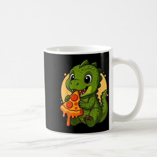 Funny Dinosaur Eating Zza Graphic Boys Girls Dinos Kaffemugg (Höger)