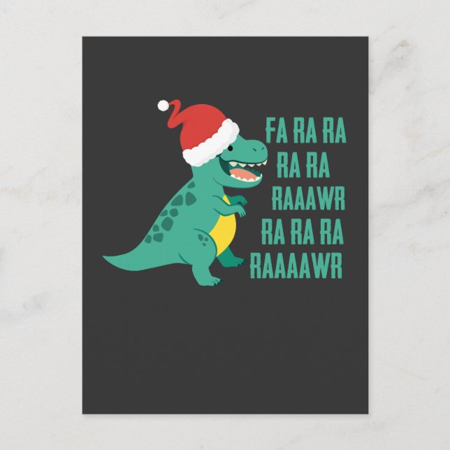 Funny Dinosaur Fa Ra Rawr Rawr jul TRex julafton Vykort (Framsida)