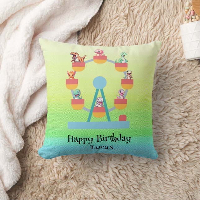 Funny dinosaur Ferris-Födelsedagsfest DIY Nam Kudde (Filt)