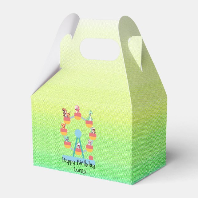 Funny dinosaur Ferris-Födelsedagsfest DIY Nam Presentaskar (Framsidan Sidan)