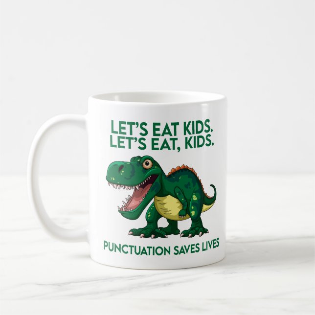 Funny Dinosaur Grammar Lesson Kaffemugg (Vänster)