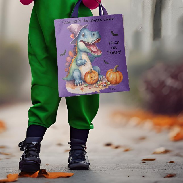Funny Dinosaur Halloween Candy Tygkasse (Skapare uppladdad)