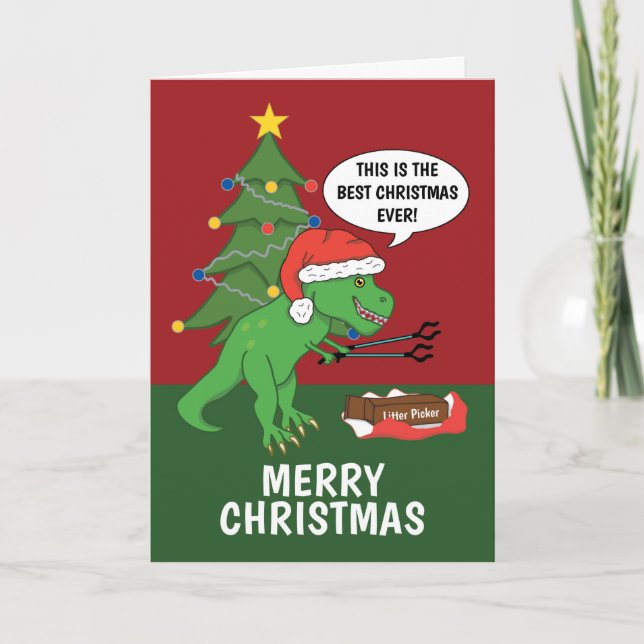 Funny Dinosaur Joke God jul Helgkort (Framsida)