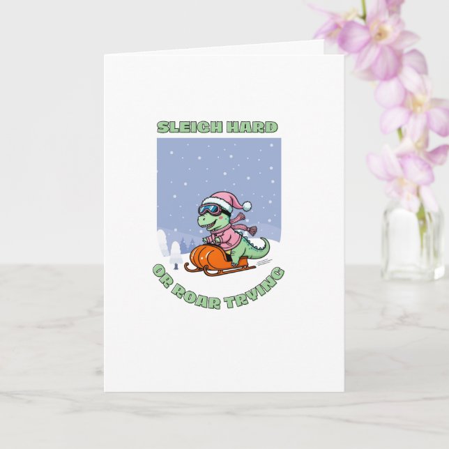 Funny Dinosaur-jul Kort (Orkide)