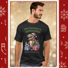 Funny Dinosaur jul T-Shirt för manar, Familj