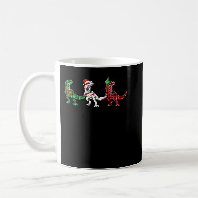 Funny Dinosaur Julafton Träd Ljus Red Play T Rex C Kaffemugg (Vänster)