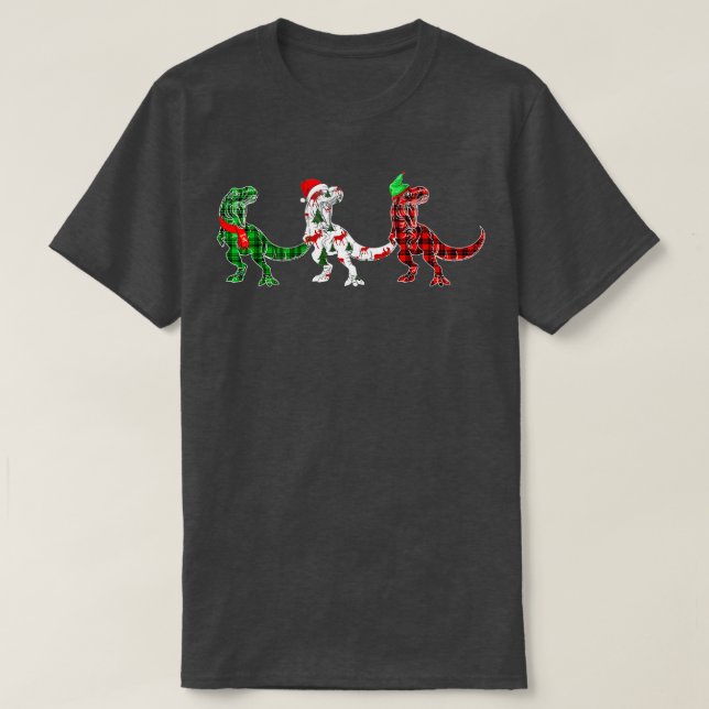 Funny Dinosaur Julafton Träd Ljus Red Play T Rex C T Shirt (Design framsida)