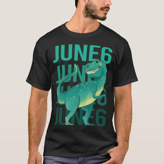 Funny Dinosaur - juni 6 6e 06 T Shirt (Framsida)