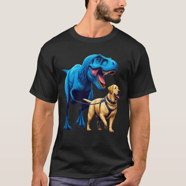 Funny Dinosaur Labrador Retriever Walking Hund T Shirt (Framsida)
