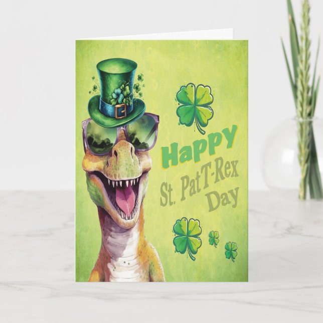 Funny Dinosaur leprechaun Irish St patricks day Meddelande (Framsida)