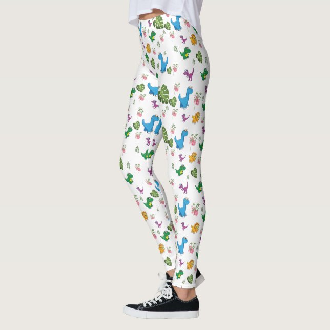 Funny Dinosaur löv Leggings (Vänster)