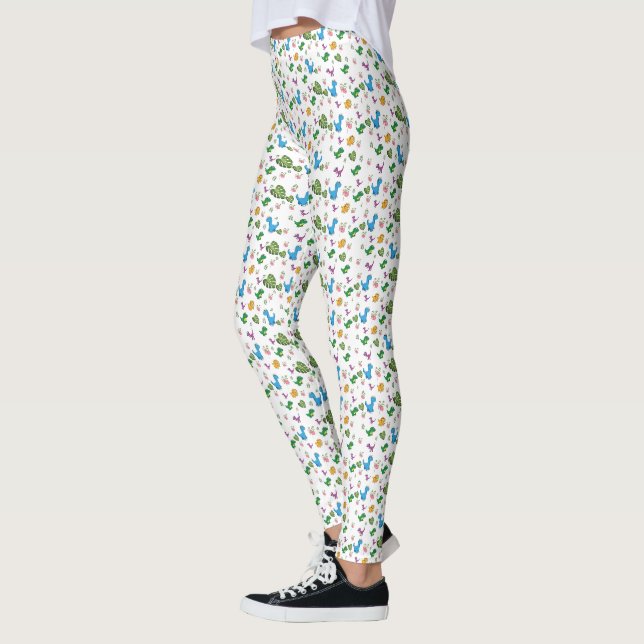 Funny Dinosaur löv Leggings (Vänster)