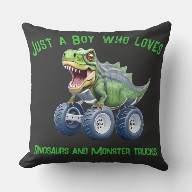 Funny dinosaur monster lastbil kudde (Framsida)