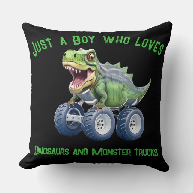 Funny dinosaur monster lastbil kudde (Framsida)