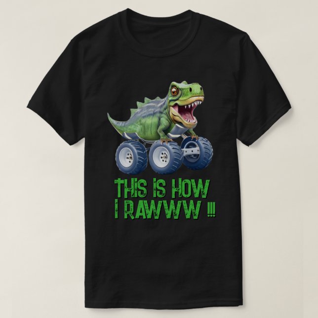 Funny dinosaur monster lastbil Manar T Shirt (Design framsida)