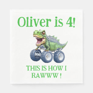 Funny dinosaur monster lastbil pappersservett