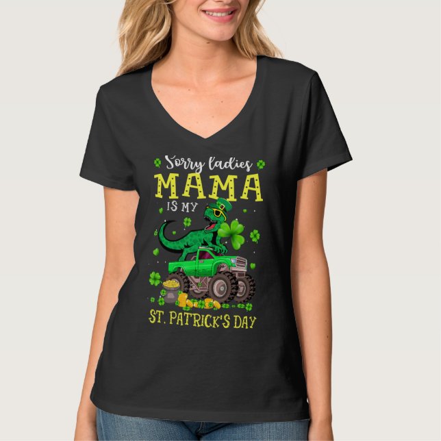 Funny Dinosaur Monster Lastbil St patricks day Paj T Shirt (Framsida)