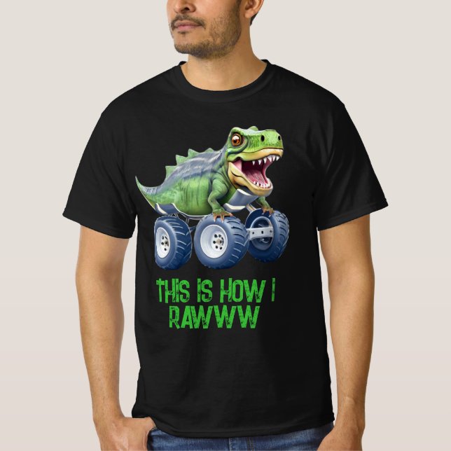 Funny dinosaur monster lastbil t shirt (Framsida)