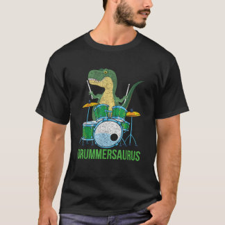 Funny Dinosaur Musician T Rex Drummer Boys Gift Dr Shirt