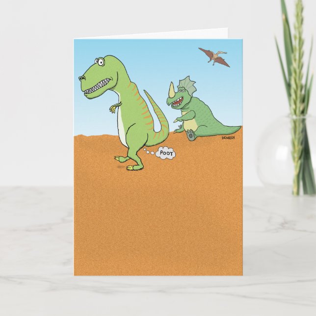 Funny Dinosaur Old Fart Birthday Kort (Framsida)