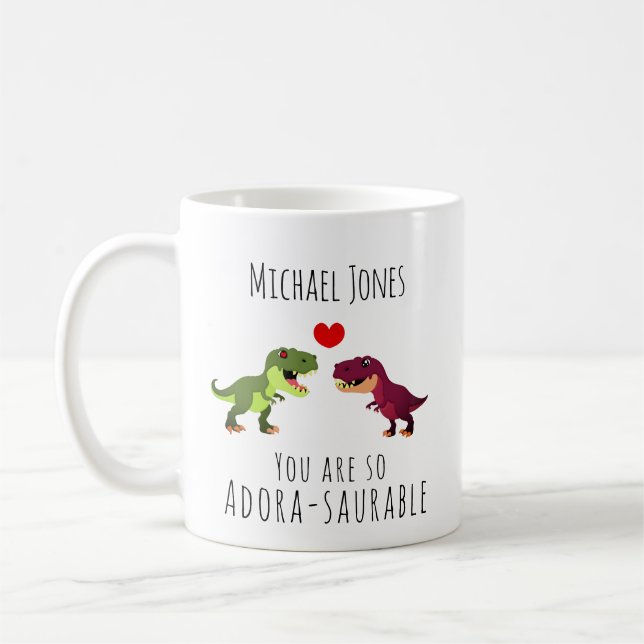Funny Dinosaur Pun Valentines day Mugg för honom (Vänster)