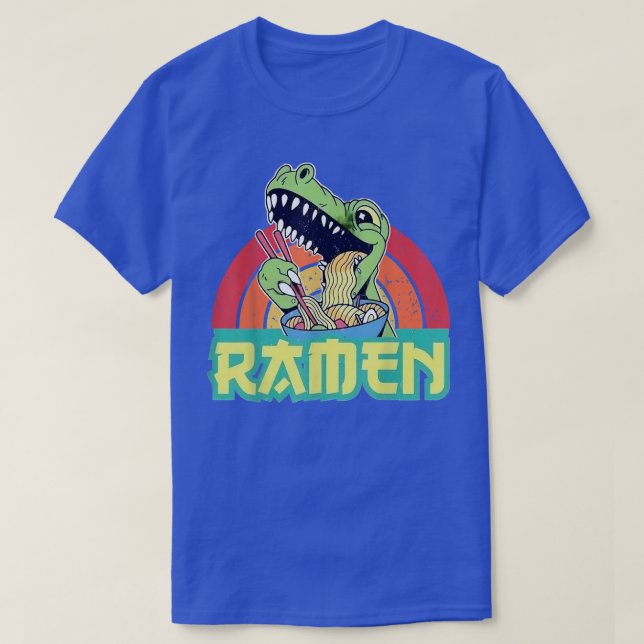 Funny Dinosaur Ramen Cute Anime Trex japansk Rame T Shirt (Design framsida)