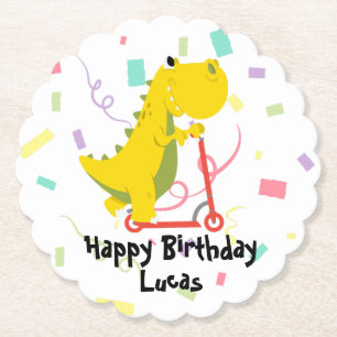 Funny dinosaur Scooter Leksak Birthday Boy Party Underlägg Papper