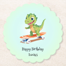 Funny dinosaur Skateboard Födelsedagsfest boys Underlägg Papper