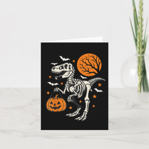 Funny Dinosaur Skeleton Halloween Pumpkin Trick el Kort
