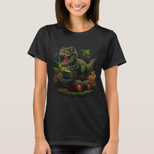 Funny Dinosaur som tar Monster Lastbil Joyride T Shirt