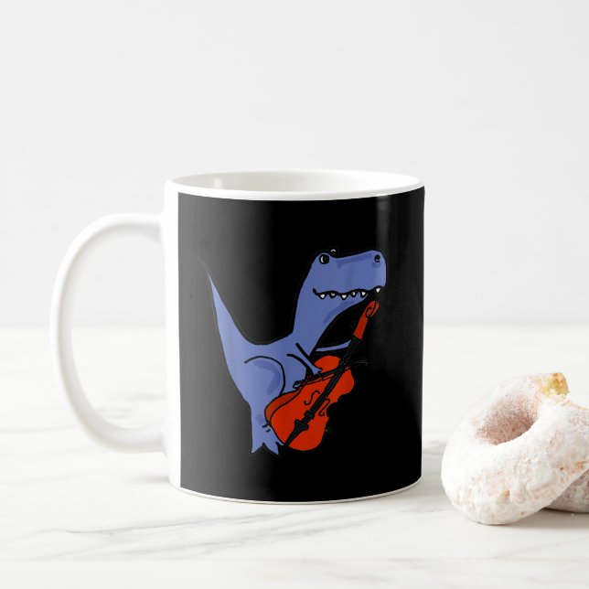 Funny Dinosaur Spelar Cello Kaffemugg (Med munk)
