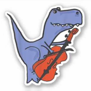 Funny Dinosaur Spelar Cello Klistermärken
