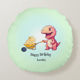 Funny dinosaur straw Cart Birthday boys party Rund Kudde