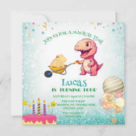 Funny dinosaur straw Födelsedagsfest DIY Namn Inbjudningar