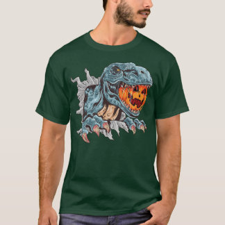 Funny Dinosaur T re head eats Mummy Pumpkin vintag Shirt