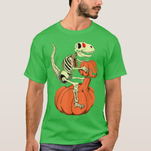 Funny Dinosaur T re Skeleton Riding a Halloween Pu Shirt