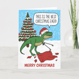 Funny Dinosaur T-Rex God jul Helgdag Card Helgkort